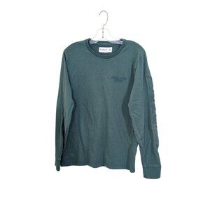 Abercrombie Fitch Soft AF Mens Top Med Olive Green Embossed Logo Long Sleeve